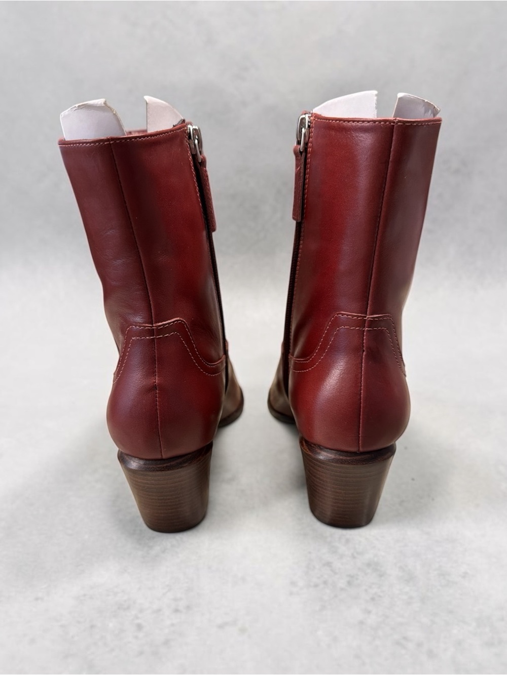 Paolo Burgundy Pointed-Toe Leather Ankle Boots - Picture 4 of 7